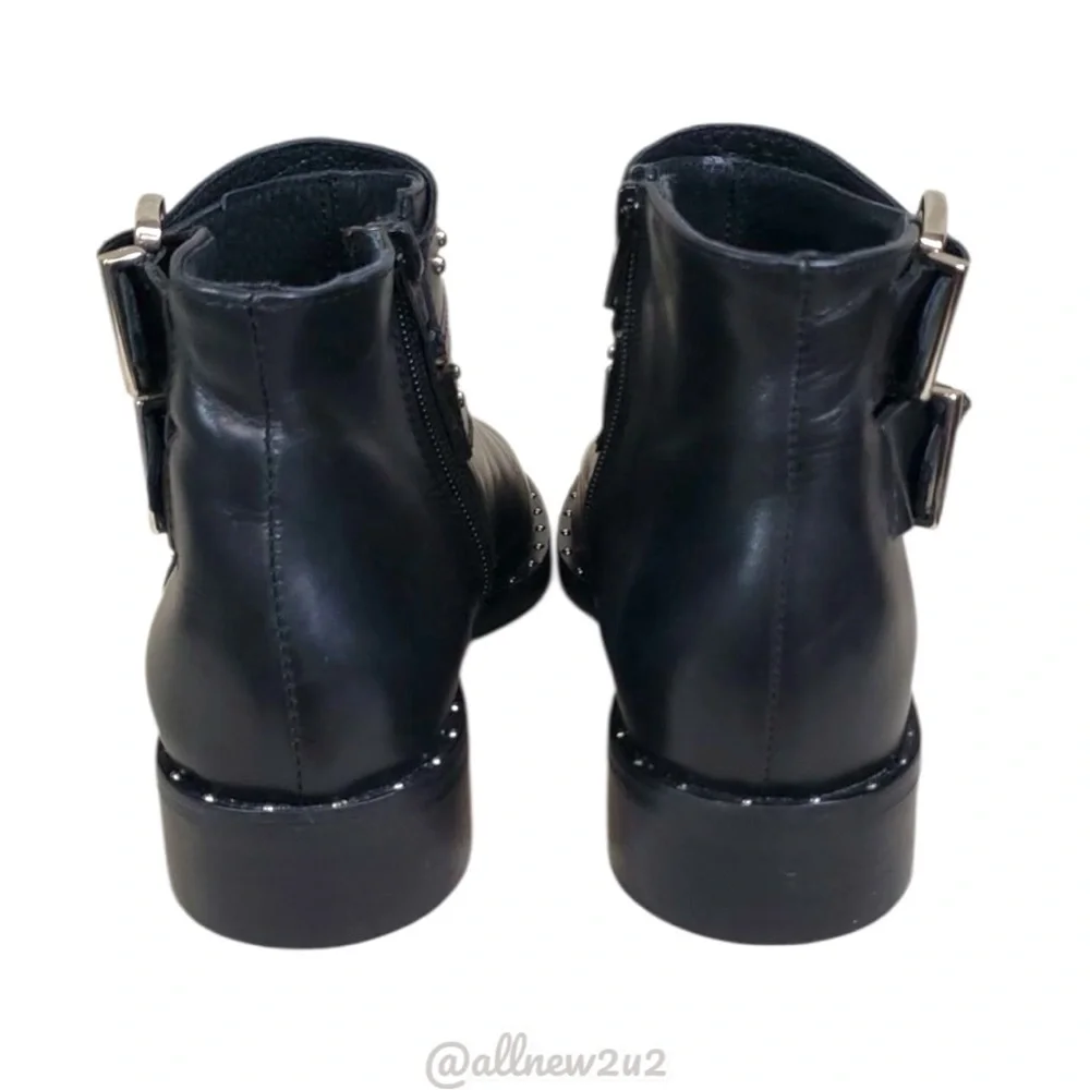 Charles David Black Ankle Boots with Silver Accents - Picture 7 of 14